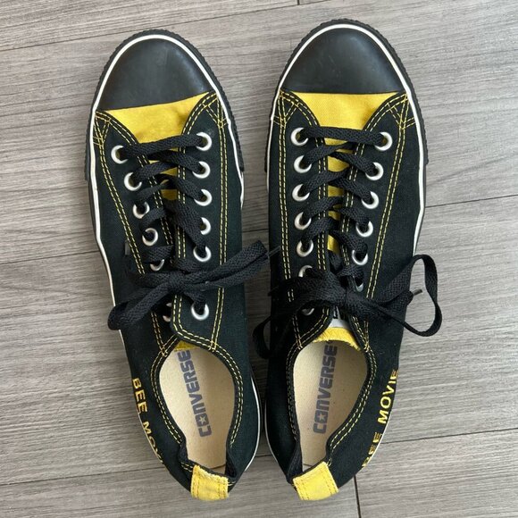 Limited Edition Exclusive Black & Yellow Bee Movie Converse Shoes M8.5/W10.5 - Picture 2 of 7